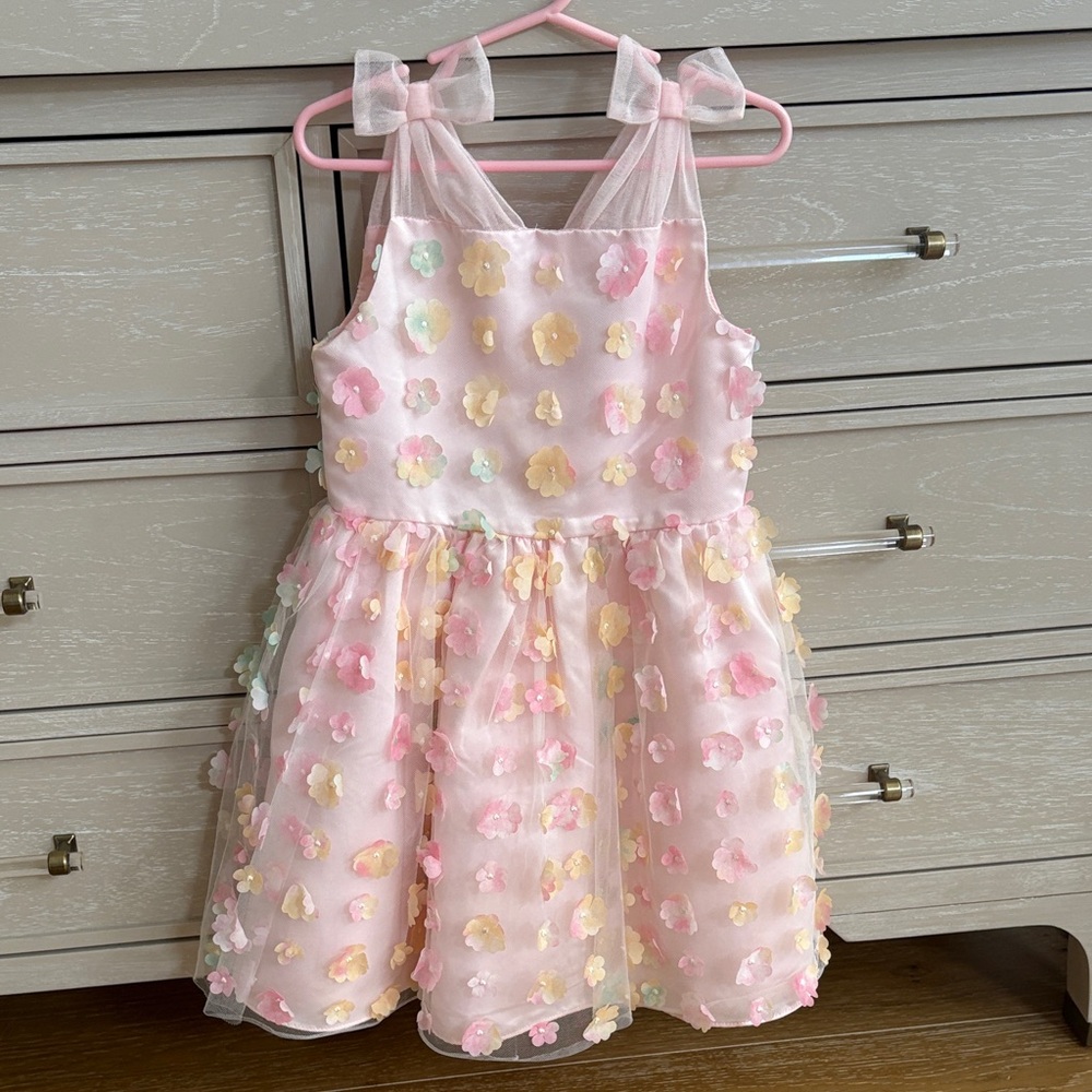Pink Floral Tulle Dress